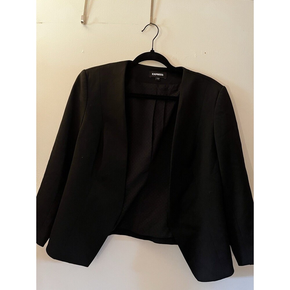 Express Women's Black Collarless Open-Front Blazer - Size 10